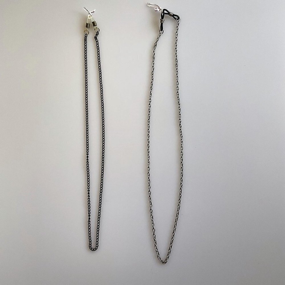 VTG Eyeglass Metal Chains Glasses Straps Black Silver